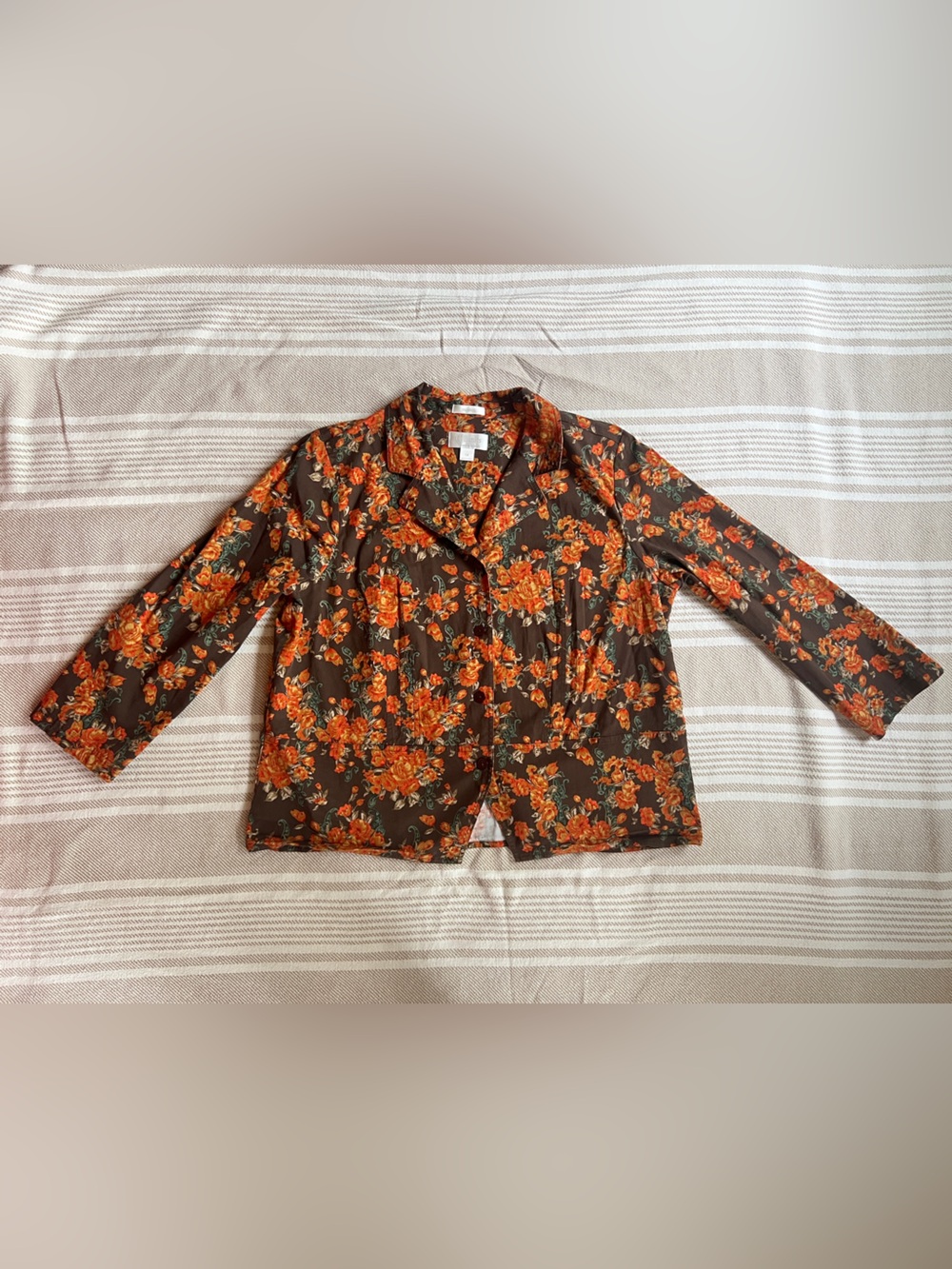CJ Banks 1X autumnal Floral Print blazer Jacket stretch beautiful plus size